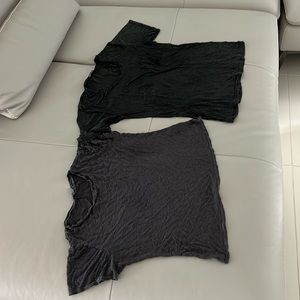 Brandy Melville lot of 2 grey and black thin striped crew neck cropped baby tee